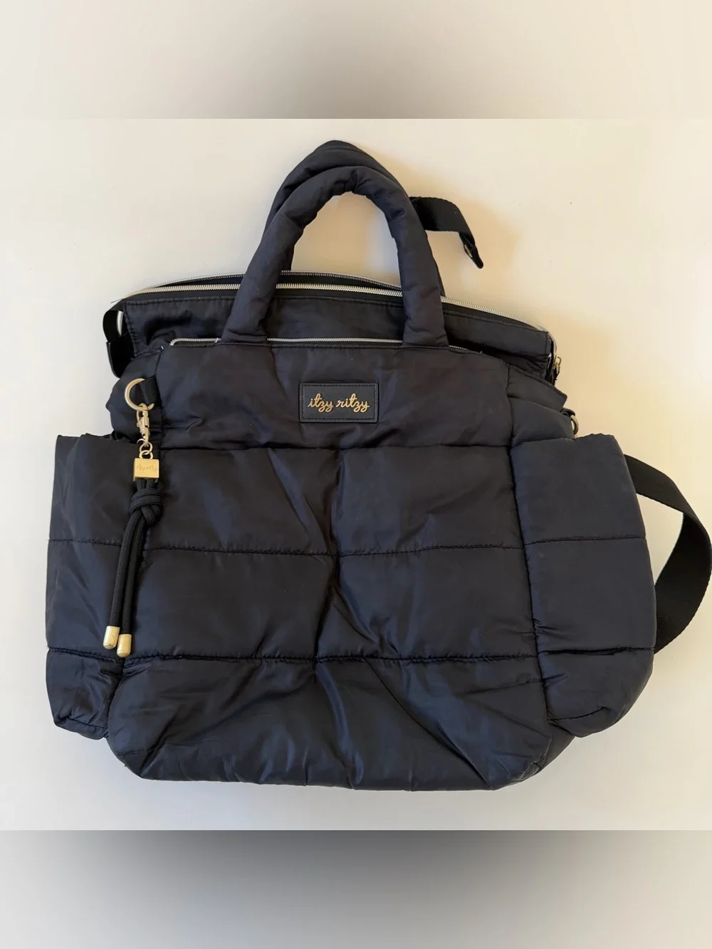 Itzy Ritzy Dream Convertible Diaper Bag Backpack 14 Pockets Black Puffer